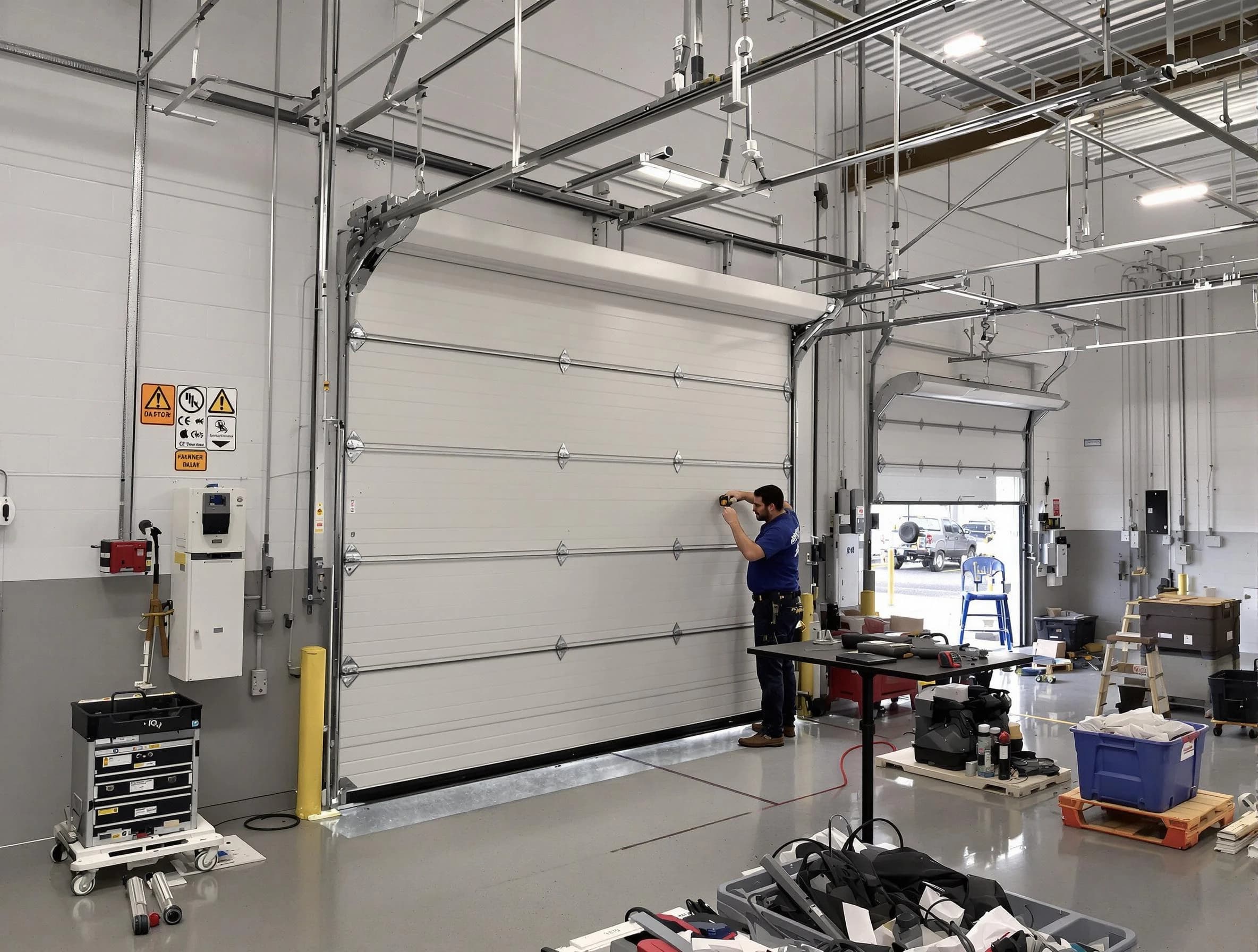 Commercial garage door repair being performed by Jersey City Garage Door Repair expert in Jersey City
