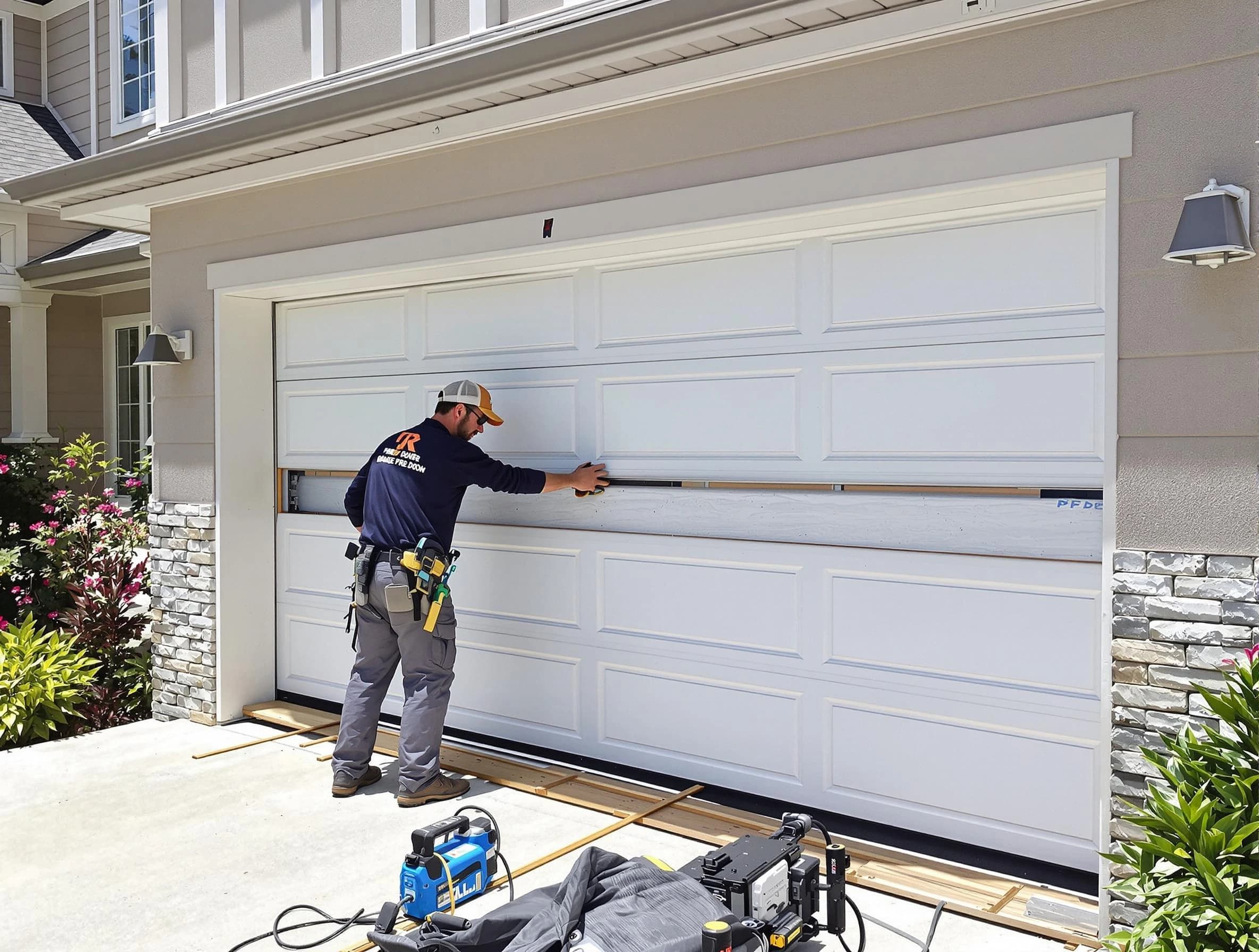 Jersey City Garage Door Repair team performing complete garage door replacement at Jersey City residence