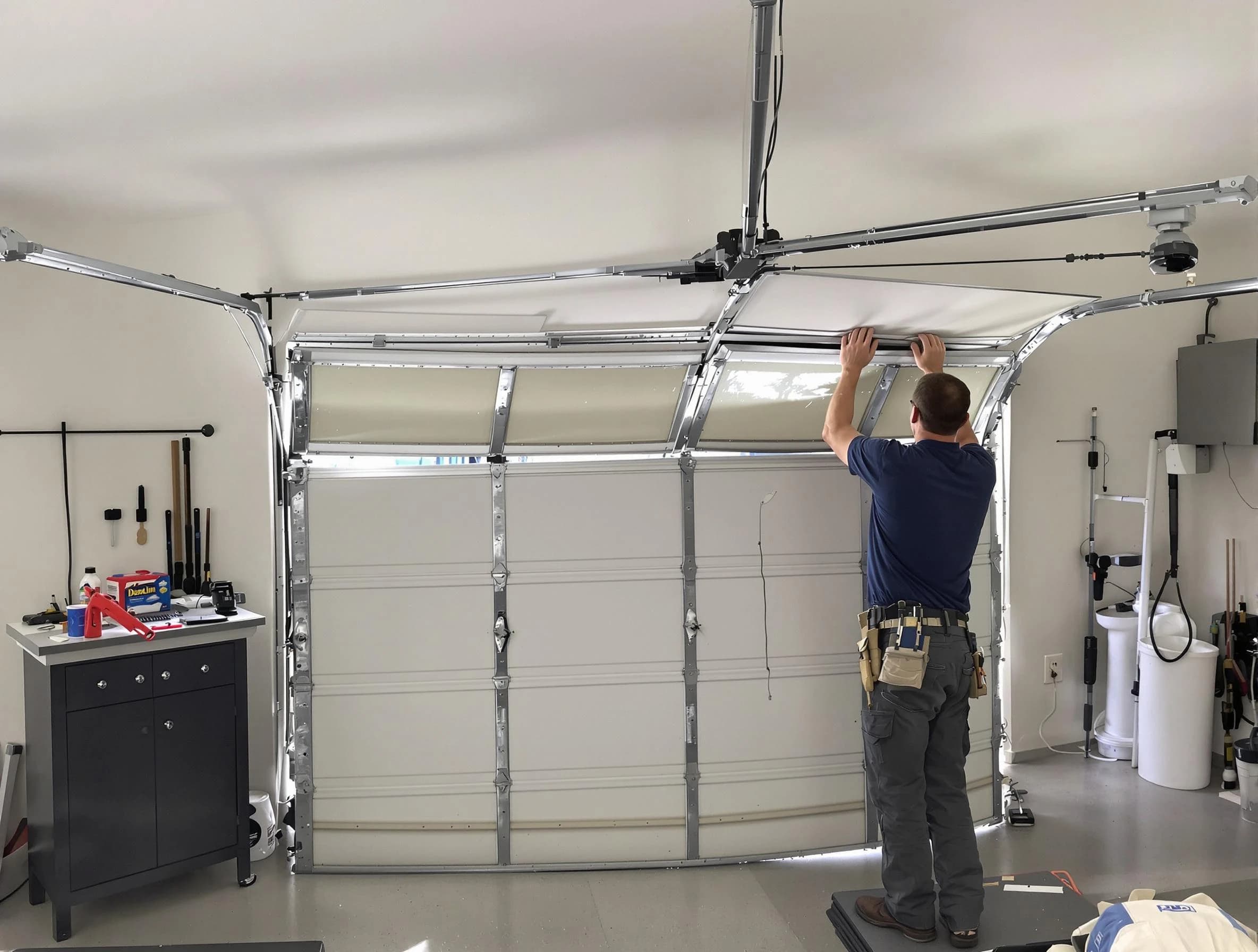 Jersey City Garage Door Repair specialist performing precise section replacement on Jersey City garage door