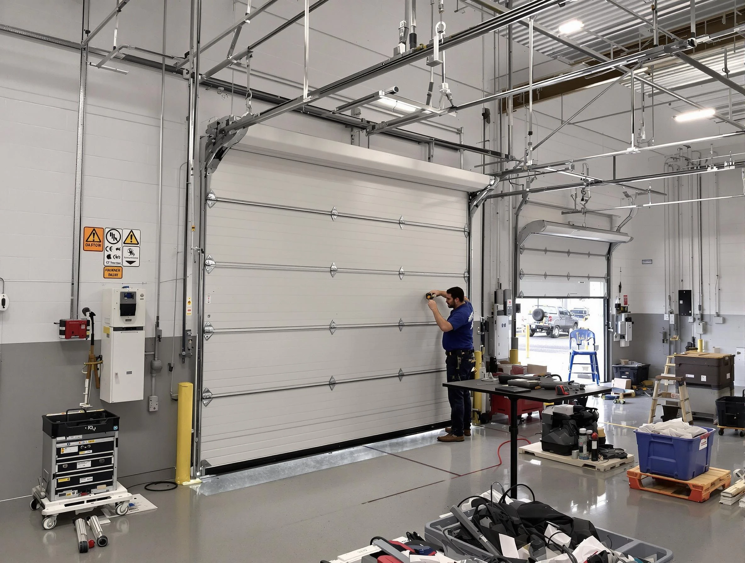 Commercial garage door repair being performed by Jersey City Garage Door Repair expert in Jersey City