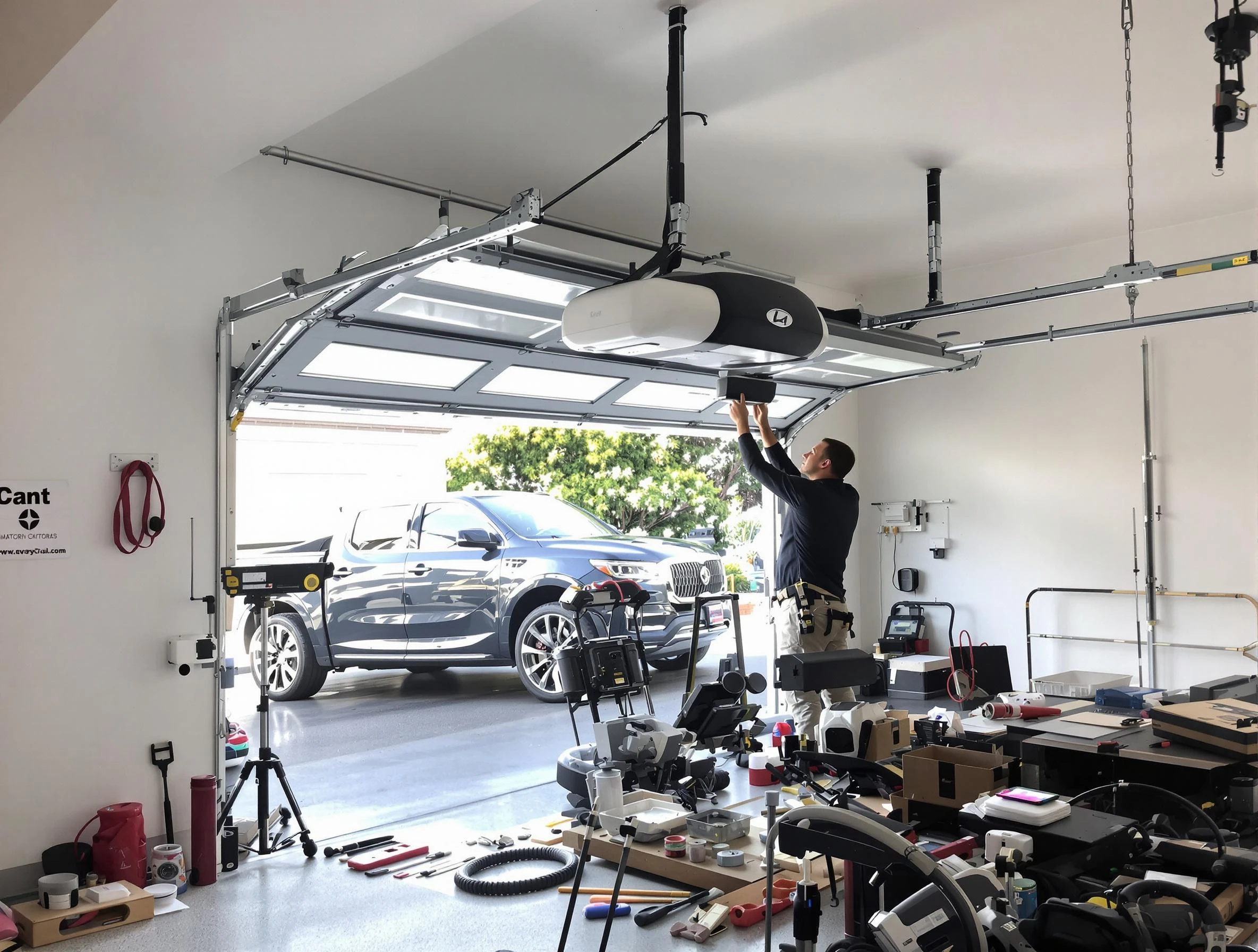 Jersey City Garage Door Repair specialist installing smart garage door opener system in Jersey City home