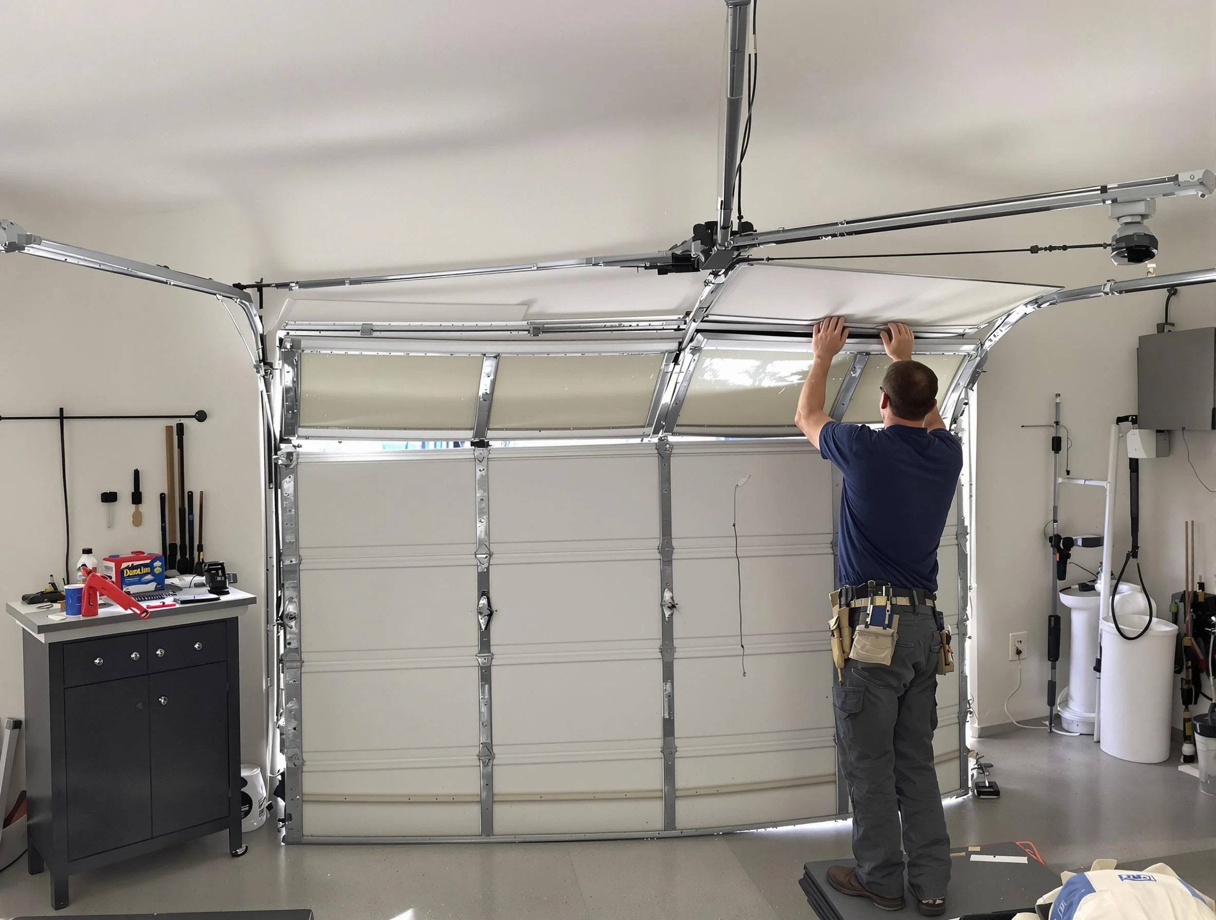 Jersey City Garage Door Repair specialist performing precise section replacement on Jersey City garage door